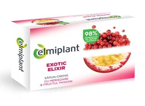 Săpun cremă cu Merișoare și Fructul Pasiunii Exotic Elixir, 100 g, Elmiplant comprimat